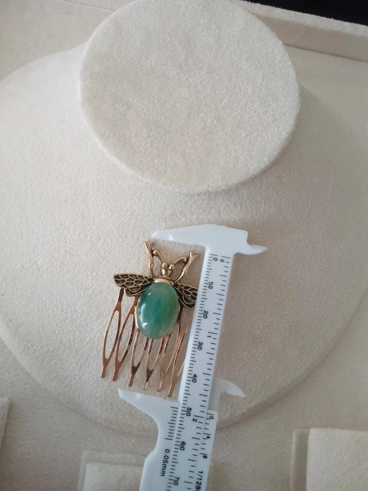 Barrette peigne abeille pierre d'agate verte – photo 2